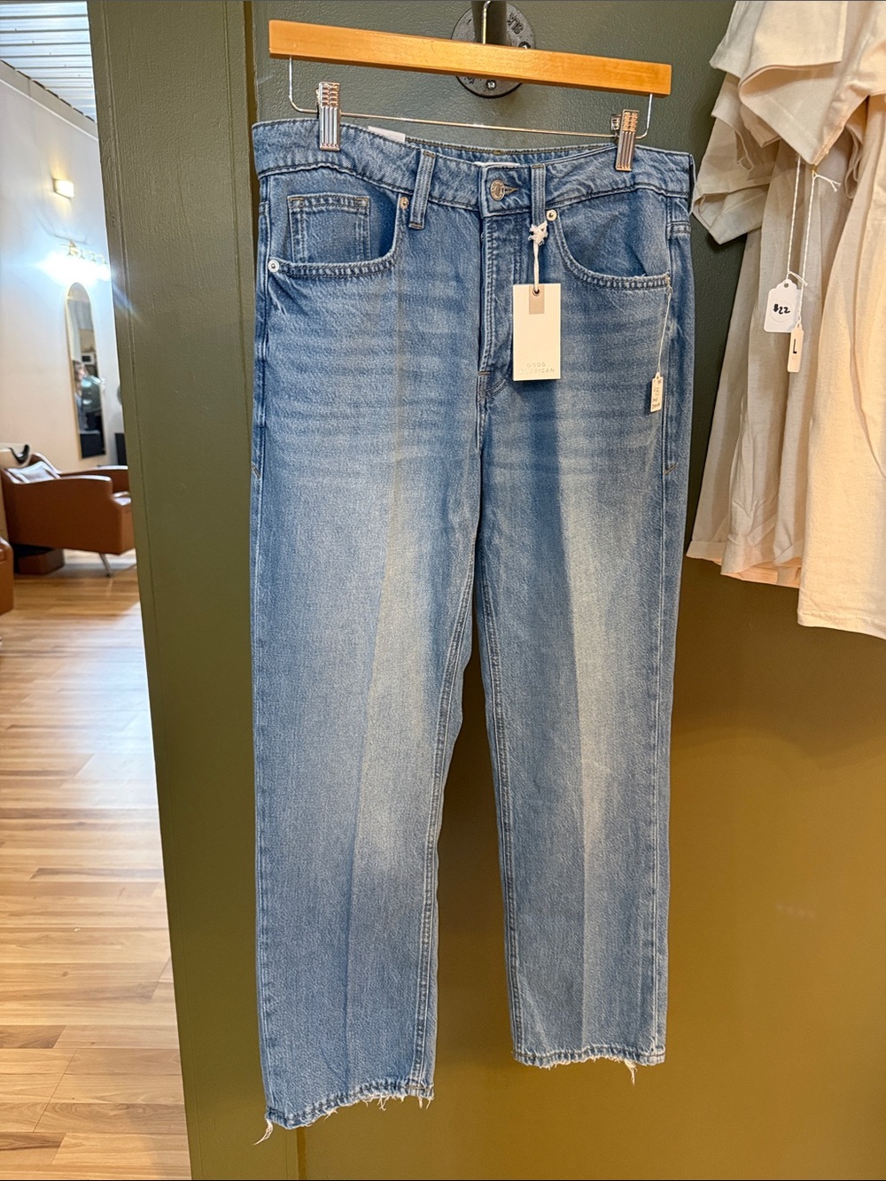 Good American Light Blue Straight-Leg Jeans